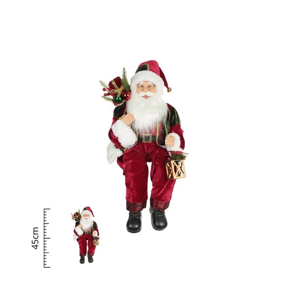papai noel natal sentado vermelho verde 45cm 80409001 3