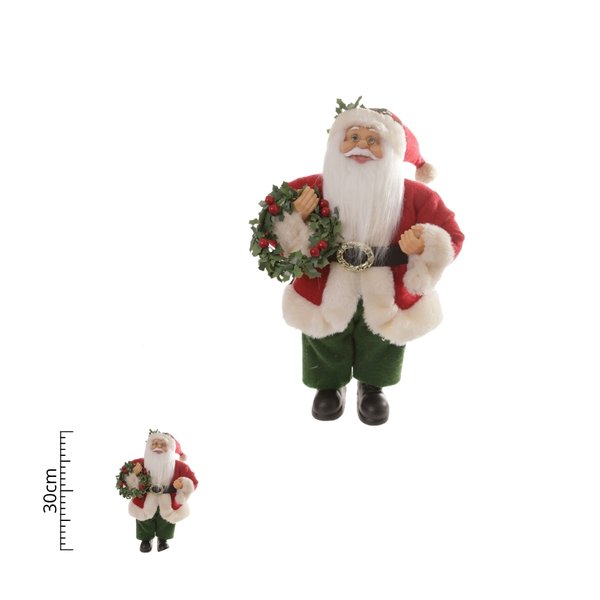 papai noel em pe vermelho verde 30cm 83377001 3