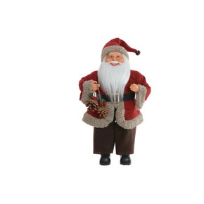Papai Noel Decorativo em Pé com LED Natal Clássico (Vermelho Bege) 40cm