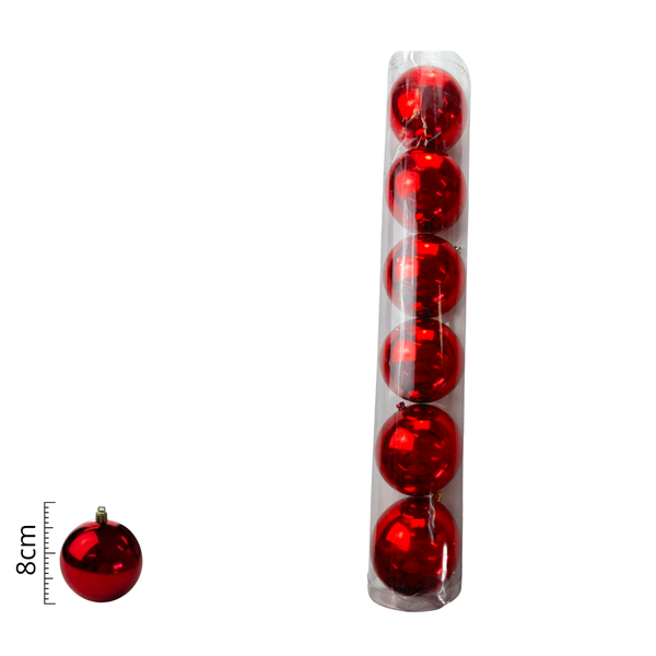 bola natal em tubo metalizada c 6und vermelho 8cm 48189002 fa 1