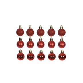 Bola Natalina Decorativa 3cm C/15 Unid Misto Vermelho