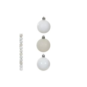 Bola Natalina Decorativa Mista Kit com 9 Unidades 6cm (Branco) 