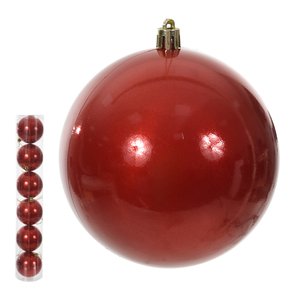 Bola Perolada Tubo C/6 Unidades (Vermelho) 8Cm 