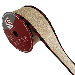 Fita Natal Juta Listrada Decorativa Vermelho 6,3cmx9,14m
