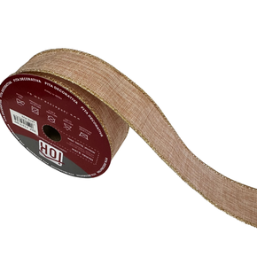 Fita Decorativa Natal Bege 3.8cmx9.14m