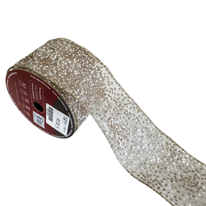 Fita Decorativa Bolinhas Natal com Glitter 6.3cmx9.14m 
