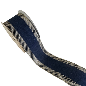 Fita Aramada Linho com Glitter e Costura (Azul Champanhe) 6,3cmx9,14m