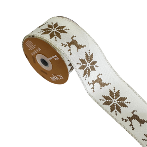  Fita Aramada Linho C/Costura (Branco Dourado) 6,3cmx9,14m