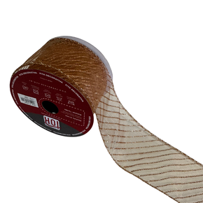 Fita Decorativa Natal Bronze Glitter Brilho 6.3cmx9.14m