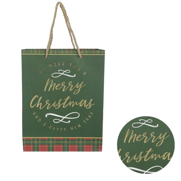 sacola de papel com hot stamping xadrez vermelho 2