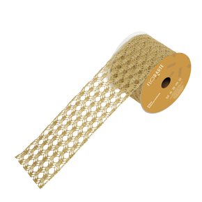 FITA ARAMADA TELA C/GLITTER C/COSTURA (DOURADO) 6,3cmX9,14m  - 48703002 - FA