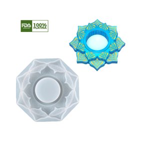 MOLDE DE SILICONE PORTA VELA EM FORMATO DE MANDALA