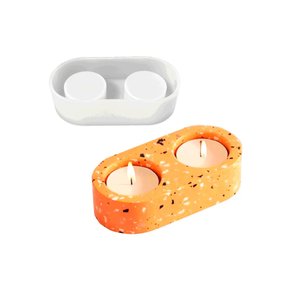 MOLDE DE SILICONE PORTA VELAS ARTESANAL PEQUENO 2 ESPAÇOS
