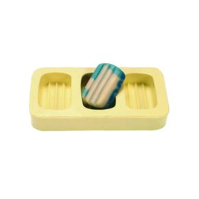  FORMA DE SILICONE PARA SABONETE ARTESANAL FORMATO CANELADO MINI (3 CAVIDADES)