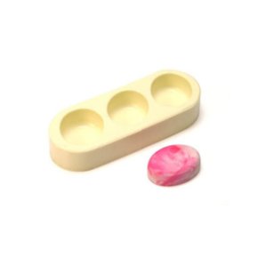 FORMA DE SILICONE PARA SABONETE ARTESANAL FORMATO MINI OVAL 3 CAVIDADES