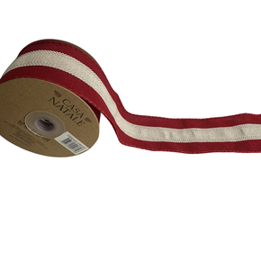 FITA NATALINA VERMELHO COM BEGE - ALT 6.3 CM X 9.14 CM - CR0453 - BR