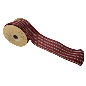 FITA NATALINA LISTRADA VERMELHA E BRANCA - COMP 9.14 M X LARG 6.3 CM - CR0475 - BR