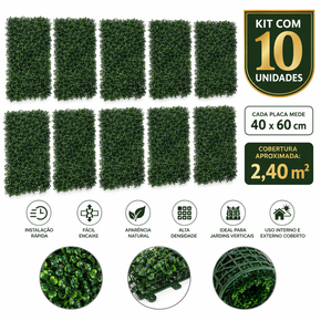 Kit 10 Placas Grama Buchinho para Jardim Vertical