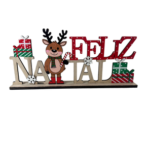 Placa Feliz Natal Decorativa em MDF