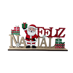Placa Feliz Natal Decorativa em MDF