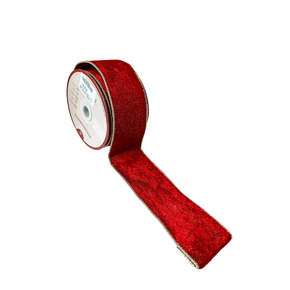 FITA ARAMADA VELUDO DUPLA FACE C/ GLITTER C/COSTURA (VERMELHO DOURADO) 6,3cmX9,1 