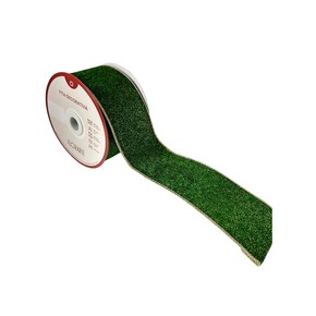 FITA ARAMADA VELUDO DUPLA FACE C/ GLITTER C/COSTURA (VERDE DOURADO) 6,3cmX9,14m